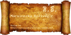 Marsinszky Bolivár névjegykártya